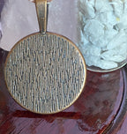 Amulett – kupferfarbend Shou Symbolik, Disc in blau, 25 mm, goldlegiert, kupferunterlegt – Produktansicht 1