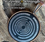 Amulett – kupferfarbend (kein Kupfer), Lakhovsky MWODisc in schwarz, 25 mm, zinnlegiert, kupferunterlegt – Produktansicht 1