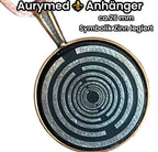 Amulett – kupferfarbend (kein Kupfer), Lakhovsky MWODisc in schwarz, 25 mm, zinnlegiert, kupferunterlegt – Produktansicht 1