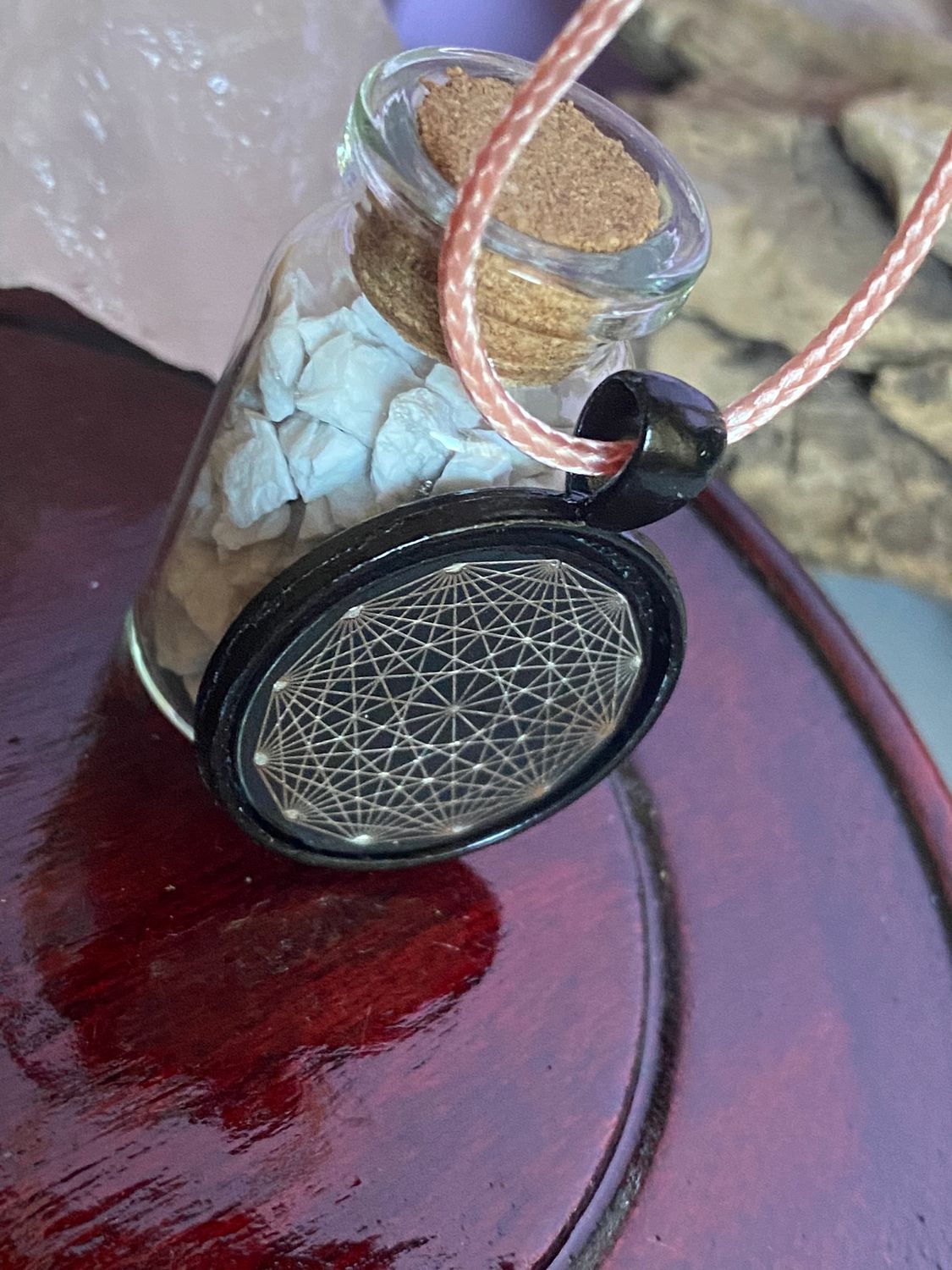 Amulett – schwarz, Dodecagram, Disc in schwarz, 25 mm, zinnlegiert, kupferunterlegt – Produktansicht 1