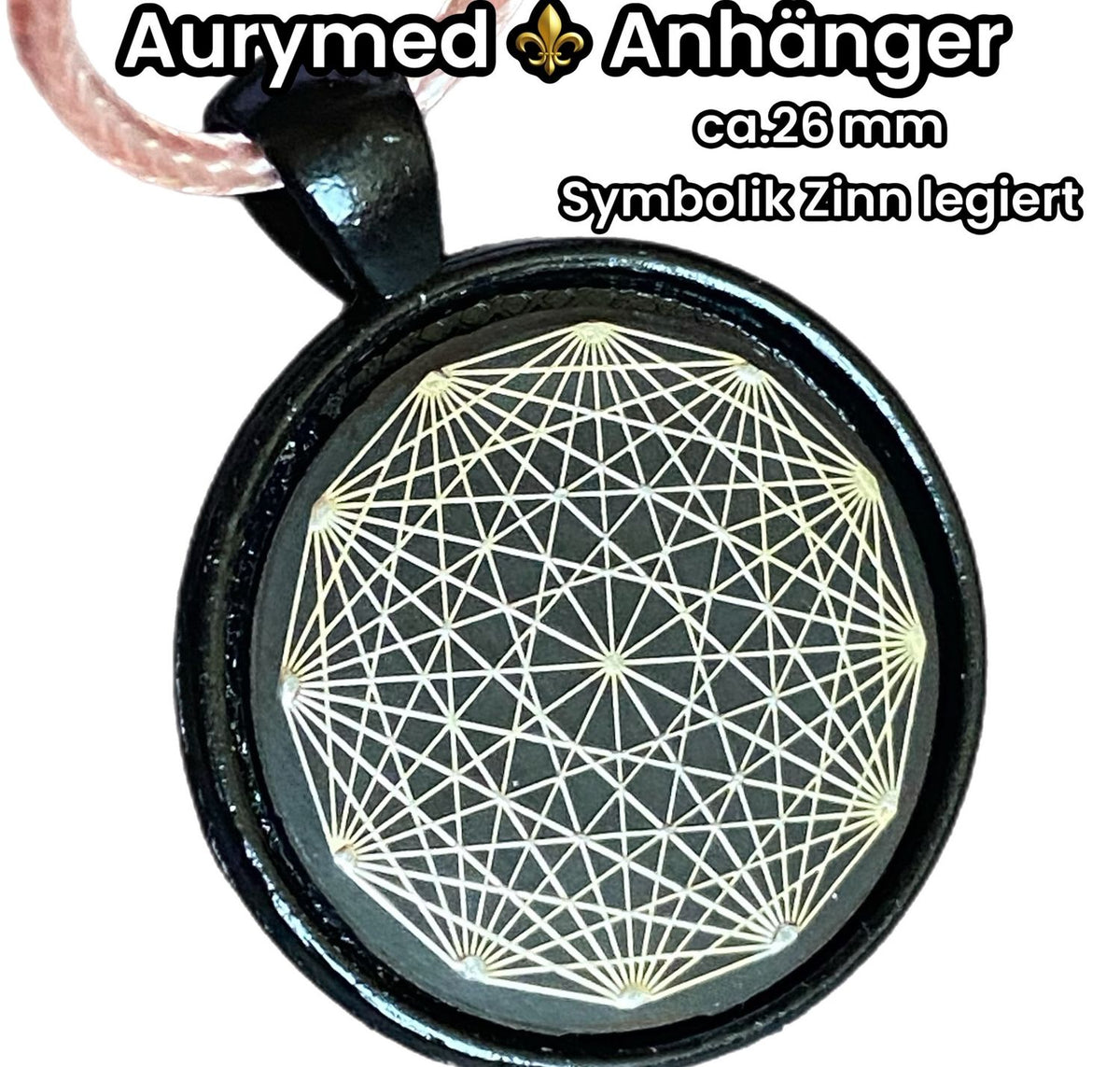 Amulett – schwarz, Dodecagram, Disc in schwarz, 25 mm, zinnlegiert, kupferunterlegt – Produktansicht 1