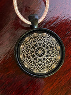 Amulett – schwarz, Dodecagram, Disc in schwarz, 25 mm, zinnlegiert, kupferunterlegt – Produktansicht 1