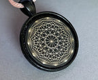 Amulett – schwarz, Dodecagram, Disc in schwarz, 25 mm, zinnlegiert, kupferunterlegt – Produktansicht 1