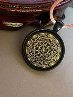 Amulett – schwarz, Dodecagram, Disc in schwarz, 25 mm, zinnlegiert, kupferunterlegt – Produktansicht 1