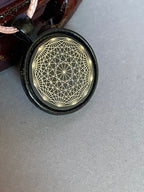 Amulett – schwarz, Dodecagram, Disc in schwarz, 25 mm, zinnlegiert, kupferunterlegt – Produktansicht 1