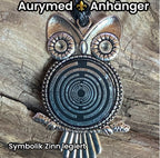 Amulett – Eule – Lakhovsky MWO Antenne als – Lakhovsky MWO – 25 mm / zinnlegiert / Fassung silberfarben – Produktansicht 1