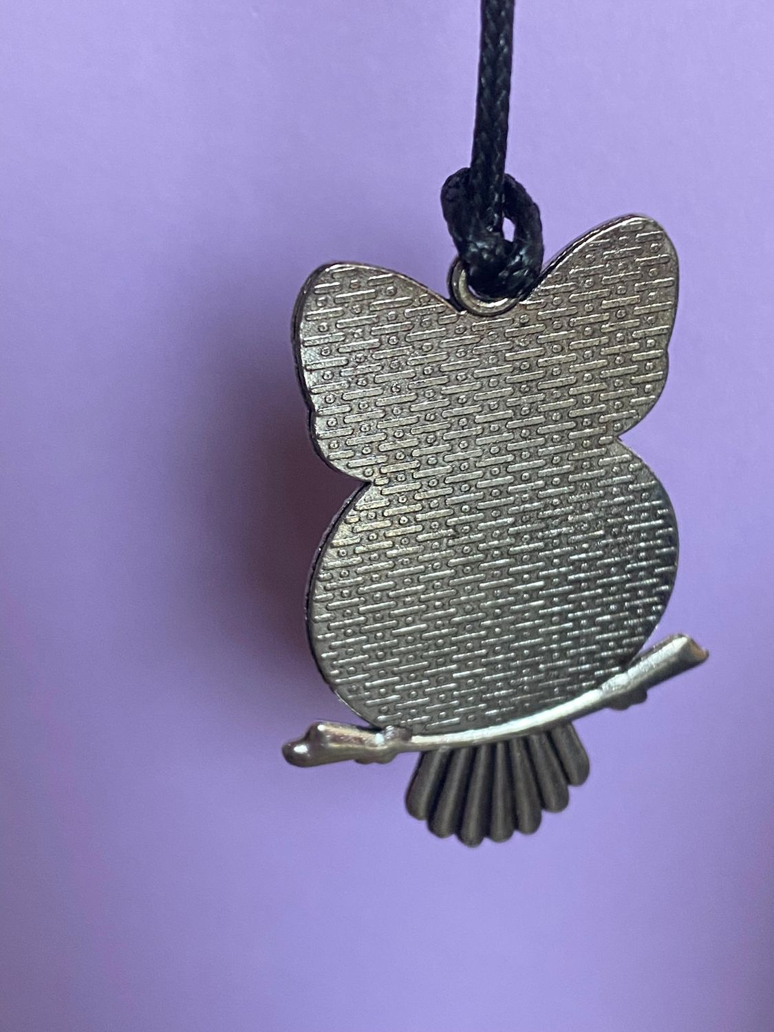 Amulett – Krafttier Eule – Dodecagram – zinnlegiert / nachtschwarz – Produktansicht 1