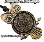Amulett – Krafttier Eule – Dodecagram – zinnlegiert / nachtschwarz – Produktansicht 1