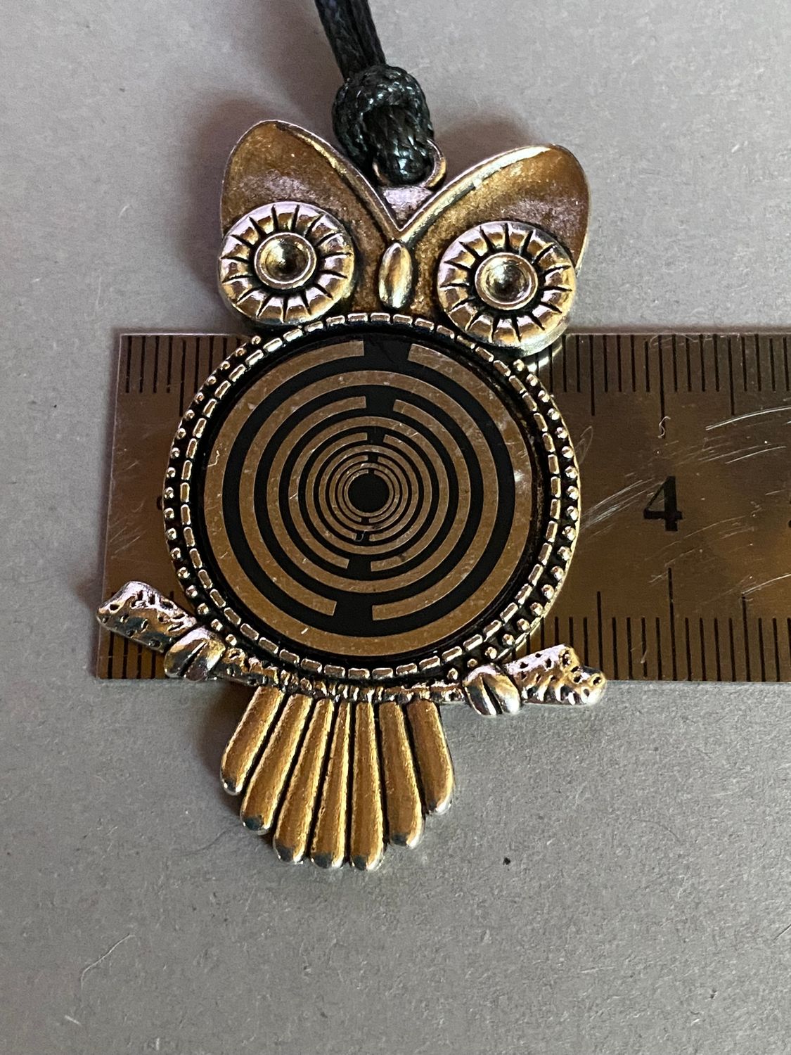 Amulett – Eule – Lakhovsky MWO Antenne als – Lakhovsky MWO – 25 mm / zinnlegiert / Fassung silberfarben – Produktansicht 1