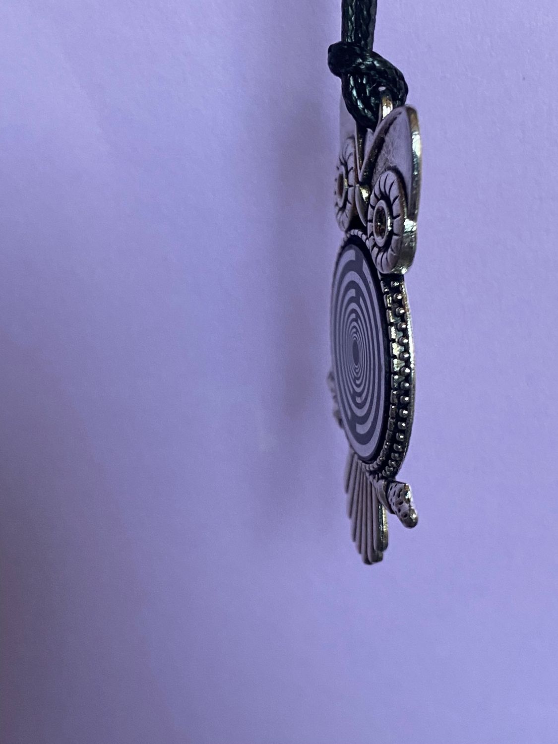 Amulett – Eule – Lakhovsky MWO Antenne als – Lakhovsky MWO – 25 mm / zinnlegiert / Fassung silberfarben – Produktansicht 1