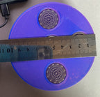 69 mm VibraNex UFO, Farbverlauf, Oberflächenplatte zinnlegiert, Füllung Turmalin, Bergkristall, Amethyst – Produktansicht 1