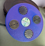 69 mm VibraNex UFO, Farbverlauf, Oberflächenplatte zinnlegiert, Füllung Turmalin, Bergkristall, Amethyst – Produktansicht 1