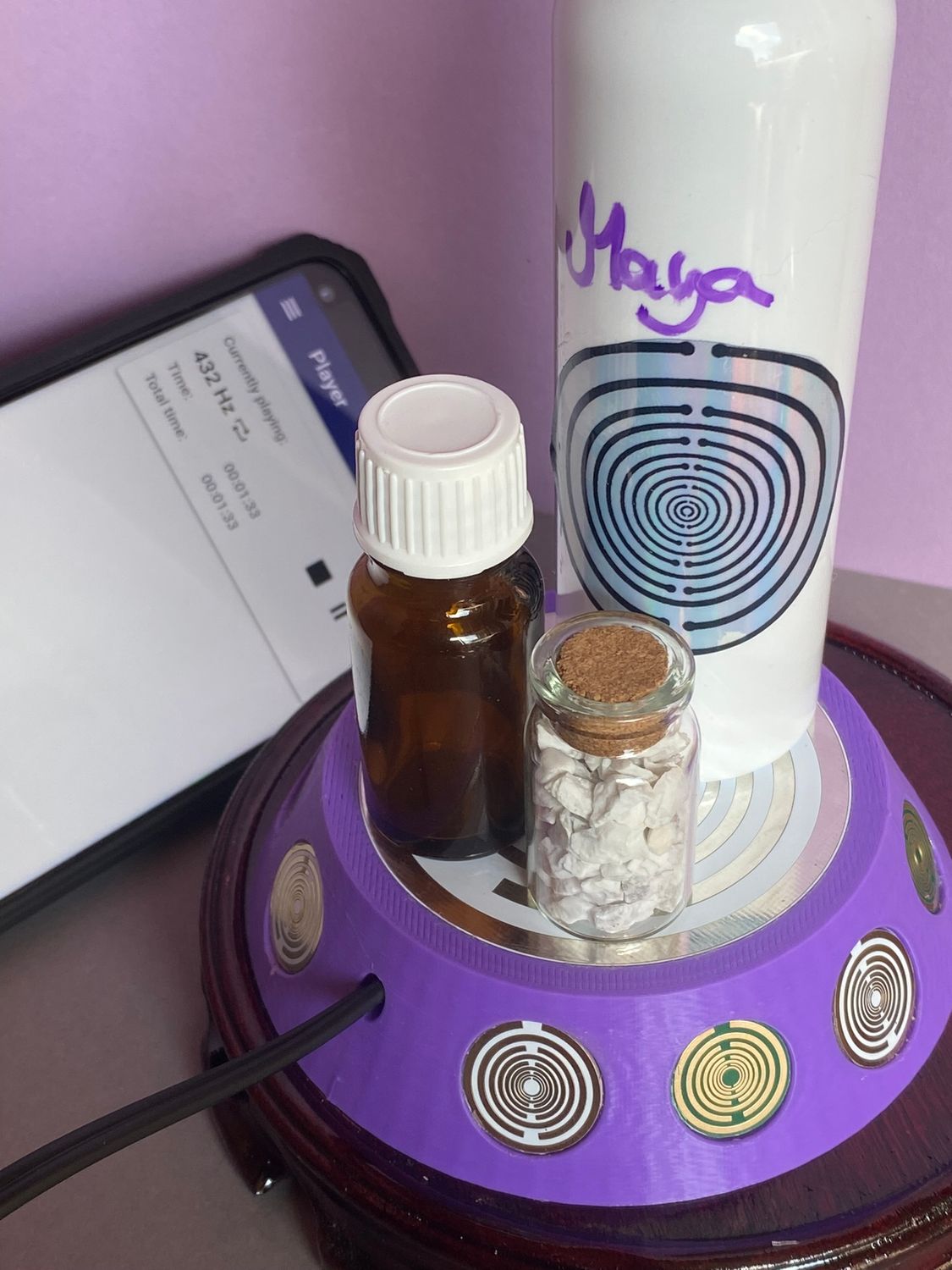 69 mm VibraNex UFO, 1-farbig, Oberflächenplatte zinnlegiert, Füllung Amethyst – Produktansicht 1