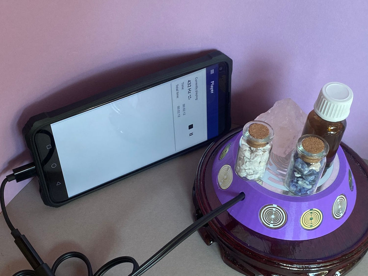 69 mm VibraNex UFO, 1-farbig, Oberflächenplatte zinnlegiert, Füllung Amethyst – Produktansicht 1