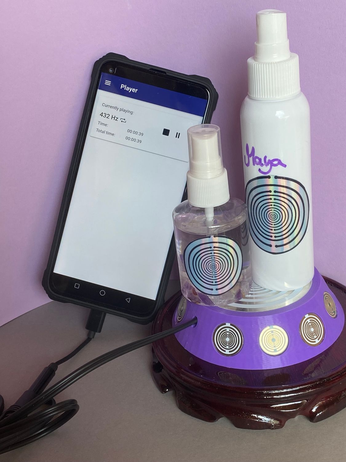 69 mm VibraNex UFO, 1-farbig, Oberflächenplatte zinnlegiert, Füllung Amethyst – Produktansicht 1