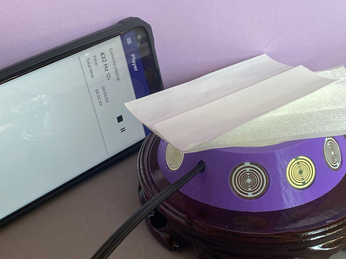 69 mm VibraNex UFO, 1-farbig, Oberflächenplatte zinnlegiert, Füllung Amethyst – Produktansicht 1
