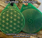 Anhänger Blume des Lebens – Bifilar Spule, grün, ca. 40 mm x 48 mm, zinnlegiert – Produktansicht 1