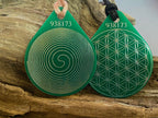 Anhänger Blume des Lebens – Bifilar Spule, grün, ca. 40 mm x 48 mm, zinnlegiert – Produktansicht 1