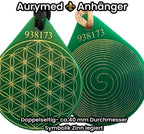 Anhänger Blume des Lebens – Bifilar Spule, grün, ca. 40 mm x 48 mm, zinnlegiert – Produktansicht 1