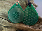 Anhänger Blume des Lebens – Bifilar Spule, grün, ca. 40 mm x 48 mm, zinnlegiert – Produktansicht 1