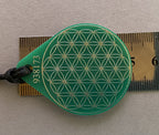 Anhänger Blume des Lebens – Bifilar Spule, grün, ca. 40 mm x 48 mm, zinnlegiert – Produktansicht 1