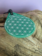 Anhänger Blume des Lebens – Bifilar Spule, grün, ca. 40 mm x 48 mm, zinnlegiert – Produktansicht 1