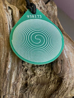 Anhänger Blume des Lebens – Bifilar Spule, grün, ca. 40 mm x 48 mm, zinnlegiert – Produktansicht 1