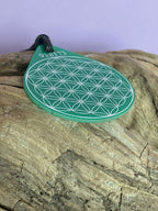 Anhänger Blume des Lebens – Bifilar Spule, grün, ca. 40 mm x 48 mm, zinnlegiert – Produktansicht 1
