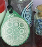 Anhänger Blume des Lebens – Bifilar Spule, grün, ca. 40 mm x 48 mm, zinnlegiert – Produktansicht 1