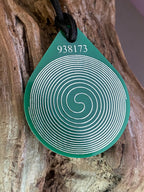 Anhänger Blume des Lebens – Bifilar Spule, grün, ca. 40 mm x 48 mm, zinnlegiert – Produktansicht 1