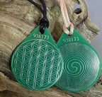 Anhänger Blume des Lebens – Bifilar Spule, grün, ca. 40 mm x 48 mm, zinnlegiert – Produktansicht 1