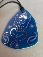 Amulett – Disc – Ganesha der Glücksbote+ die – 69 mm / zinnlegiert / blau – Produktansicht 1