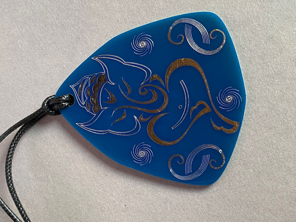 Amulett – Disc – Ganesha der Glücksbote+ die – 69 mm / zinnlegiert / blau – Produktansicht 1