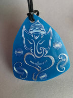 Amulett – Disc – Ganesha der Glücksbote+ die – 69 mm / zinnlegiert / blau – Produktansicht 1