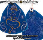 Amulett – Disc – Ganesha der Glücksbote+ die – 69 mm / zinnlegiert / blau – Produktansicht 1