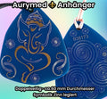 Amulett – Disc – Ganesha der Glücksbote+ die – 69 mm / zinnlegiert / blau – Produktansicht 1