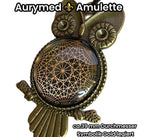 Amulett – Krafttier Eule – Dodecagram – goldlegiert / nachtschwarz – Produktansicht 1