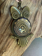 Amulett – Krafttier Eule – Dodecagram – goldlegiert / nachtschwarz – Produktansicht 1