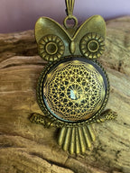 Amulett – Krafttier Eule – Dodecagram – goldlegiert / nachtschwarz – Produktansicht 1
