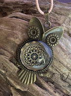 Amulett – Krafttier Eule – Dodecagram – goldlegiert / nachtschwarz – Produktansicht 1