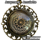 Amulett – bronzefarben, Dodecagram 12 – er Stern, Disc in schwarz 25 mm, goldlegiert, kupferunterlegt – Produktansicht 1