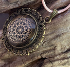 Amulett – bronzefarben, Dodecagram 12 – er Stern, Disc in schwarz 25 mm, goldlegiert, kupferunterlegt – Produktansicht 1