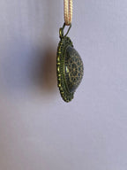 Amulett – bronzefarben, Dodecagram 12 – er Stern, Disc in schwarz 25 mm, goldlegiert, kupferunterlegt – Produktansicht 1