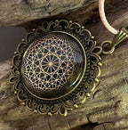 Amulett – bronzefarben, Dodecagram 12 – er Stern, Disc in schwarz 25 mm, goldlegiert, kupferunterlegt – Produktansicht 1