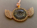 Amulett – glamour – Dodecagram – 25 mm / goldlegiert / Fassung altrose Engelsflügel – Produktansicht 1