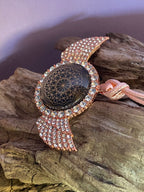Amulett – glamour – Dodecagram – 25 mm / goldlegiert / Fassung altrose Engelsflügel – Produktansicht 1