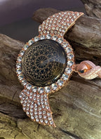 Amulett – glamour – Dodecagram – 25 mm / goldlegiert / Fassung altrose Engelsflügel – Produktansicht 1