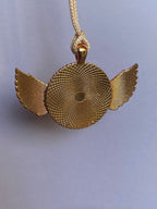 Amulett – glamour – Dodecagram – 25 mm / goldlegiert / Fassung altrose Engelsflügel – Produktansicht 1