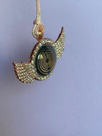 Amulett – glamour – Lakhovsky MWO – 25 mm / goldlegiert / Fassung altrose Farbe Engelsflügel – Produktansicht 1