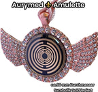 Amulett – glamour – Lakhovsky MWO – 25 mm / goldlegiert / Fassung altrose Farbe Engelsflügel – Produktansicht 1